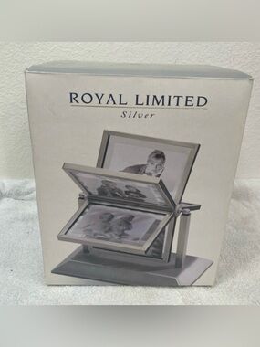 NWT NEW Vintage Royal Limited Pewter Sideways Spin Rotating Frame 10 Photos